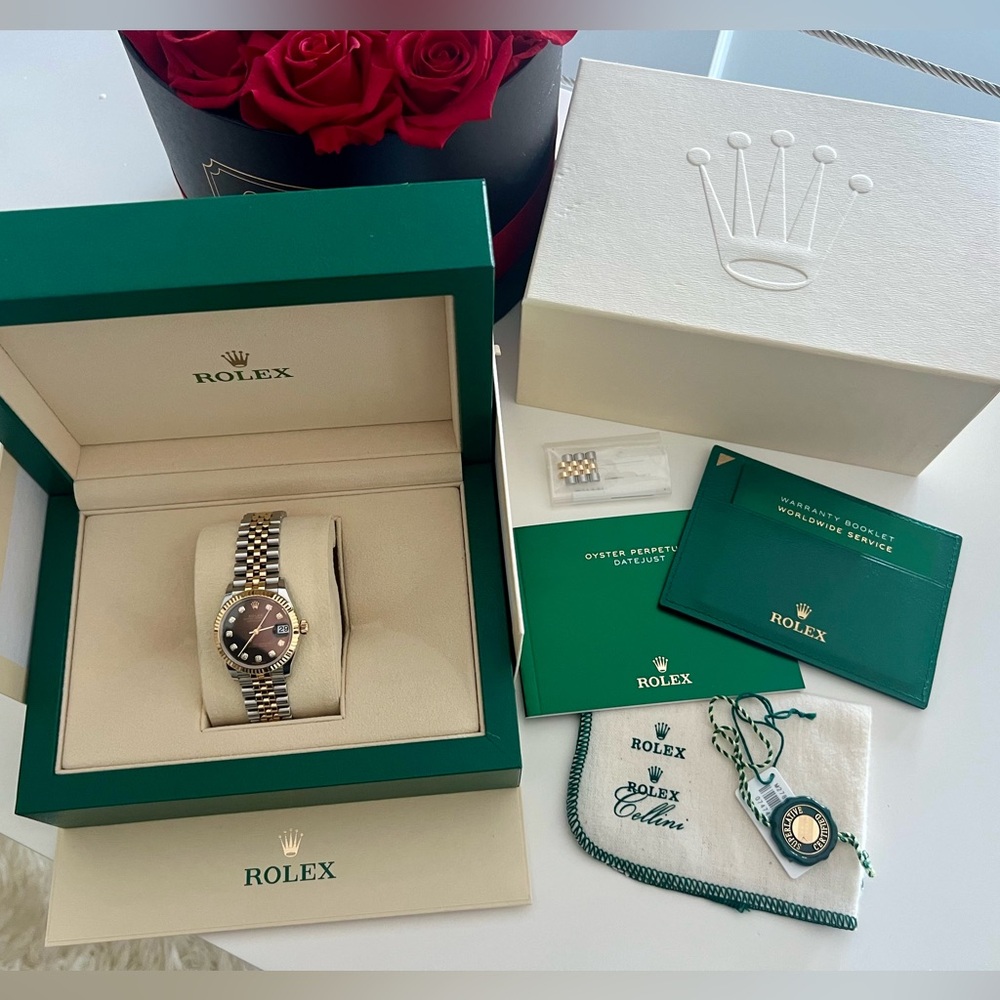 Rolex Datejust 31mm two tone Gold Steel Jubilee Gray Dial With Diamonds